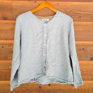 Flax Button Down Top With Pockets Size Small